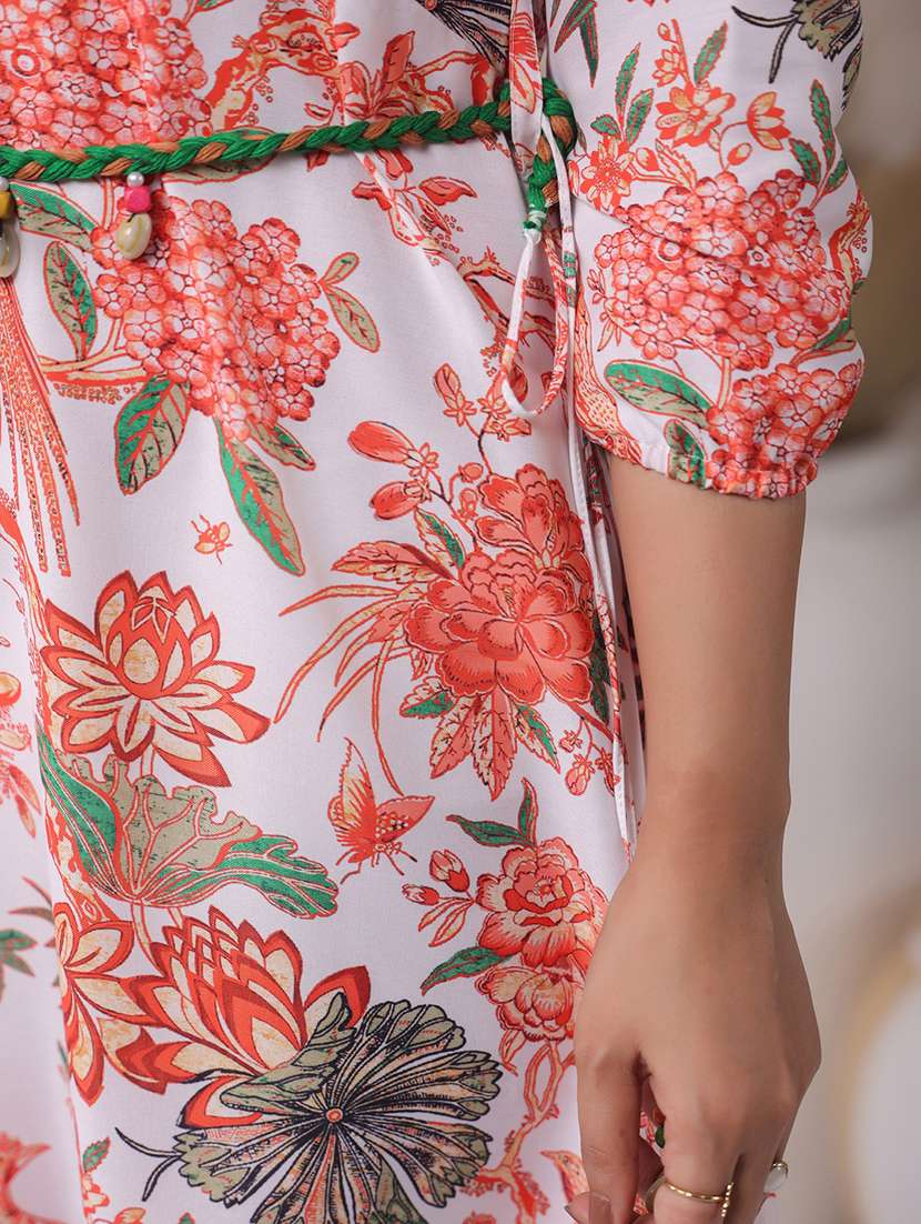 women floral three quarter sleeve a-line ethnic dress - 22295031 -  Standard Image - 6