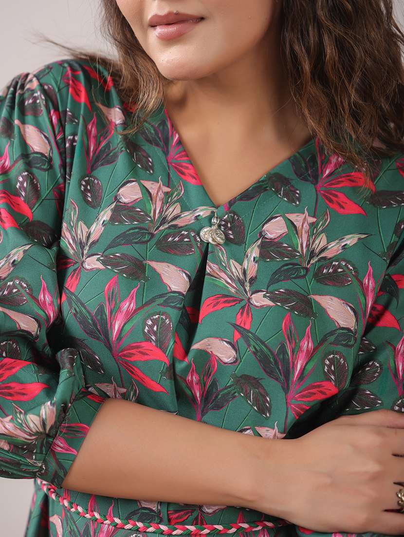 women printed three quarter sleeve a-line ethnic dress - 22295032 -  Standard Image - 6