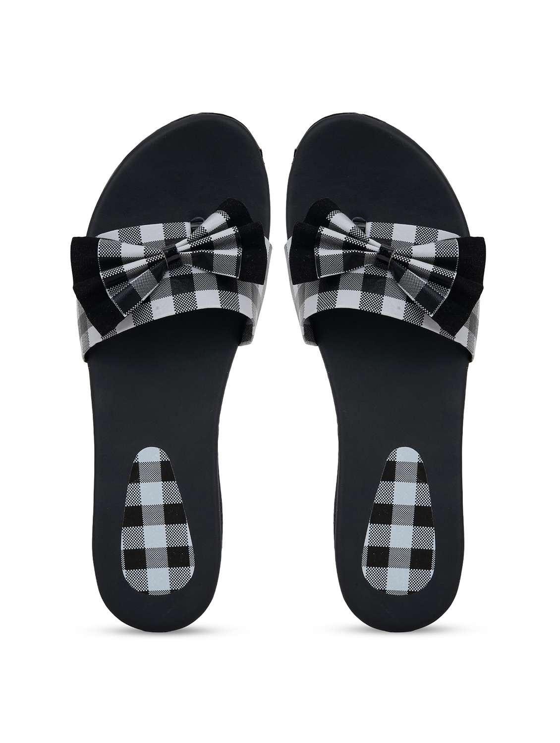 women checkered slip on flat sandals - 22295048 -  Standard Image - 4