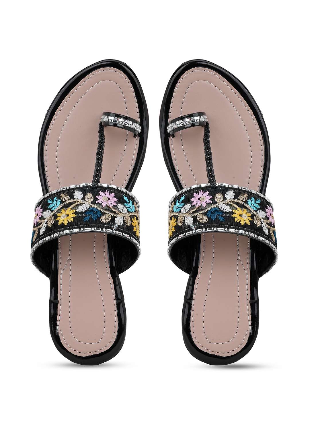 women embroidered one toe flat sandal - 22295054 -  Standard Image - 4