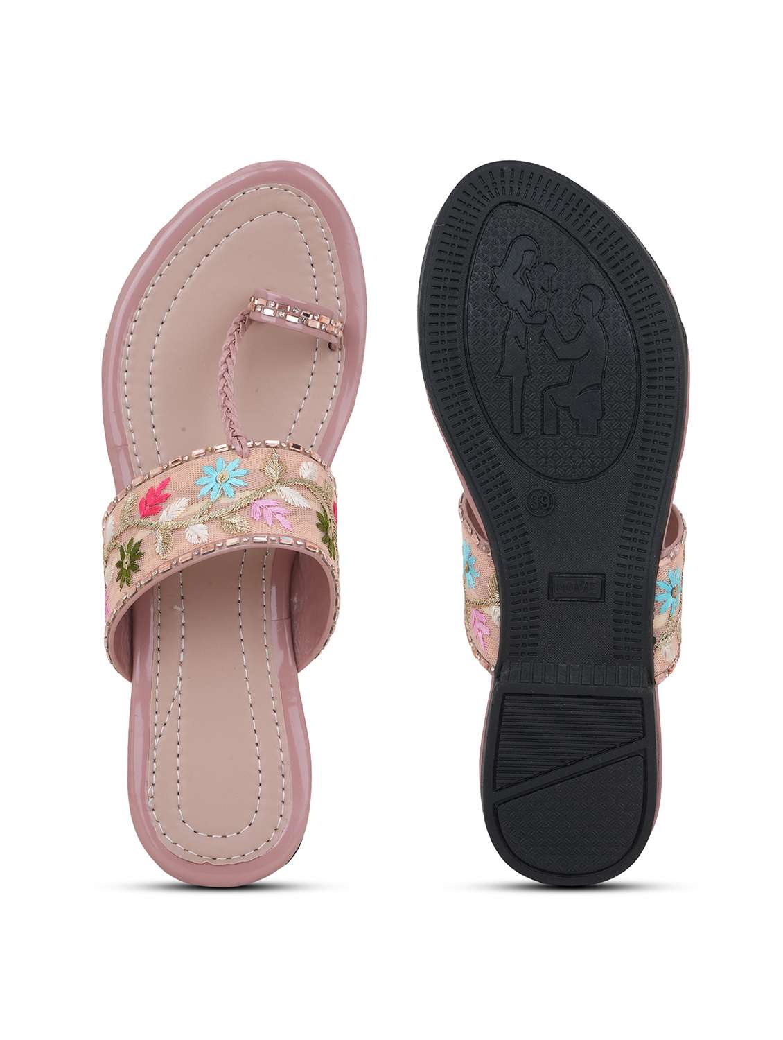 women embroidered one toe flat sandal - 22295055 -  Standard Image - 4