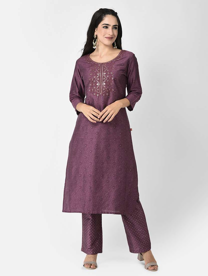 women printed three quarter sleeve straight kurta - 22295076 -  Standard Image - 4
