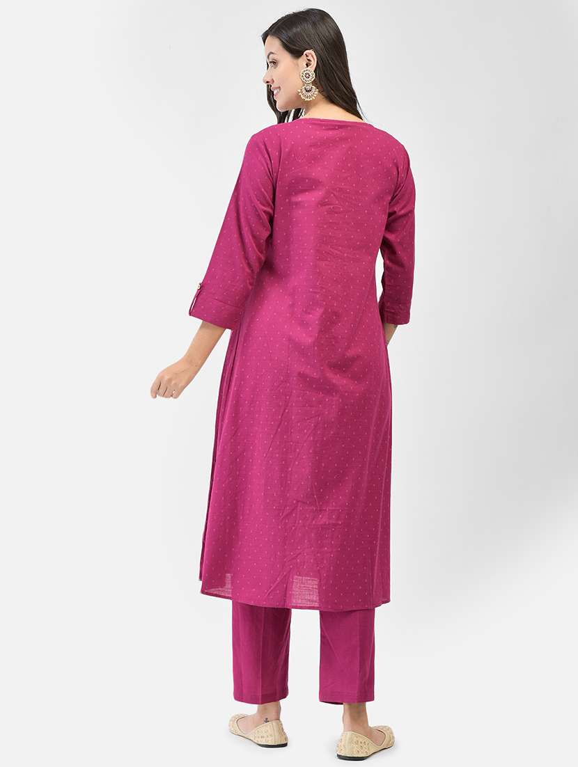 women self design three quarter sleeve a-line kurta - 22295104 -  Standard Image - 4