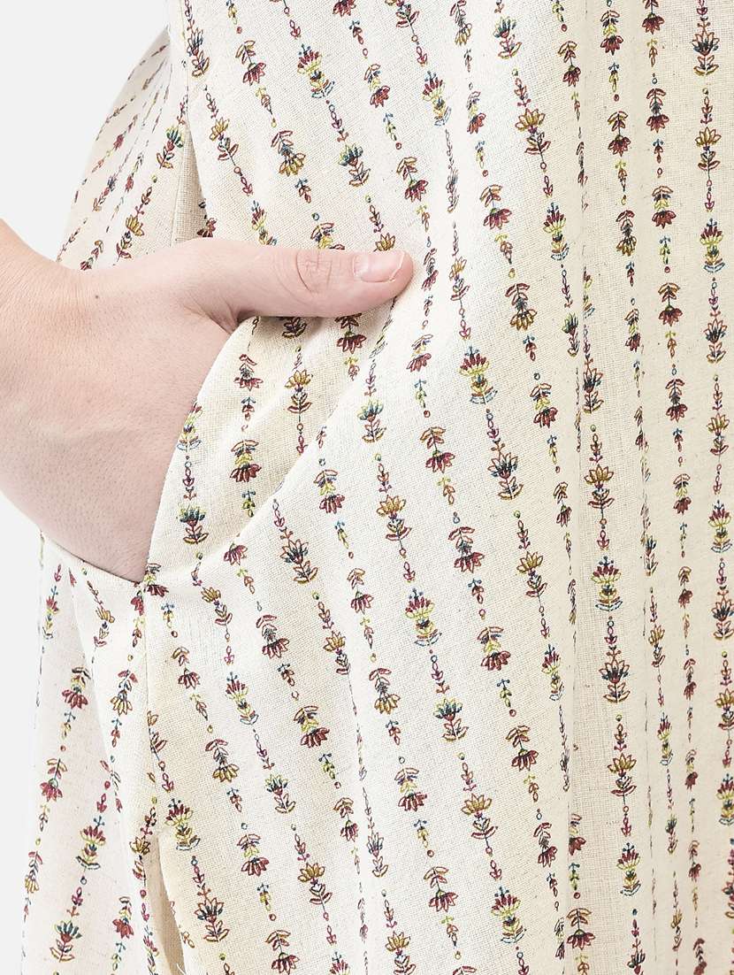 women printed three quarter sleeve high-low kurta - 22295117 -  Standard Image - 6