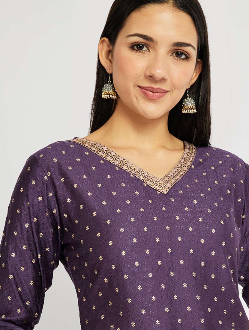 women printed three quarter sleeve straight kurta - 22295127 -  Standard Image - 1