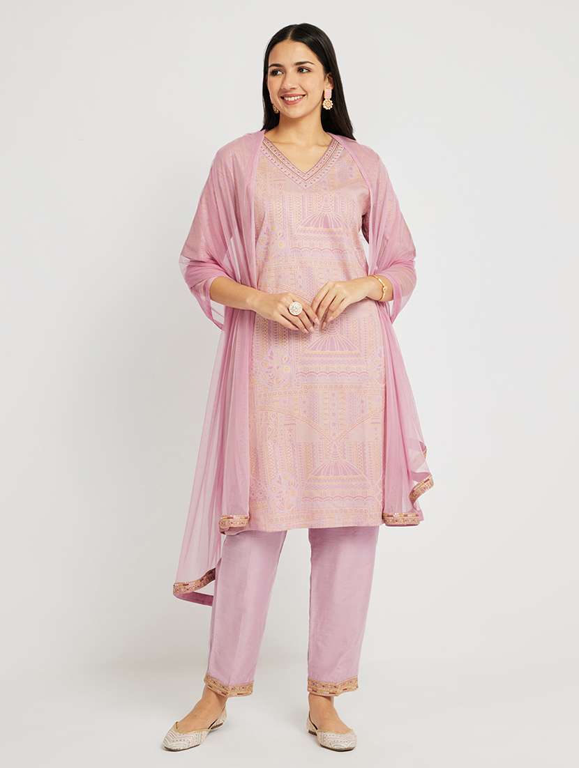 women printed short sleeve straight kurta - 22295130 -  Standard Image - 1
