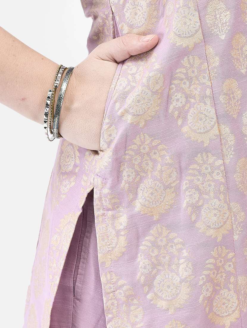 women foil print three quarter sleeve a-line kurta - 22295131 -  Standard Image - 4