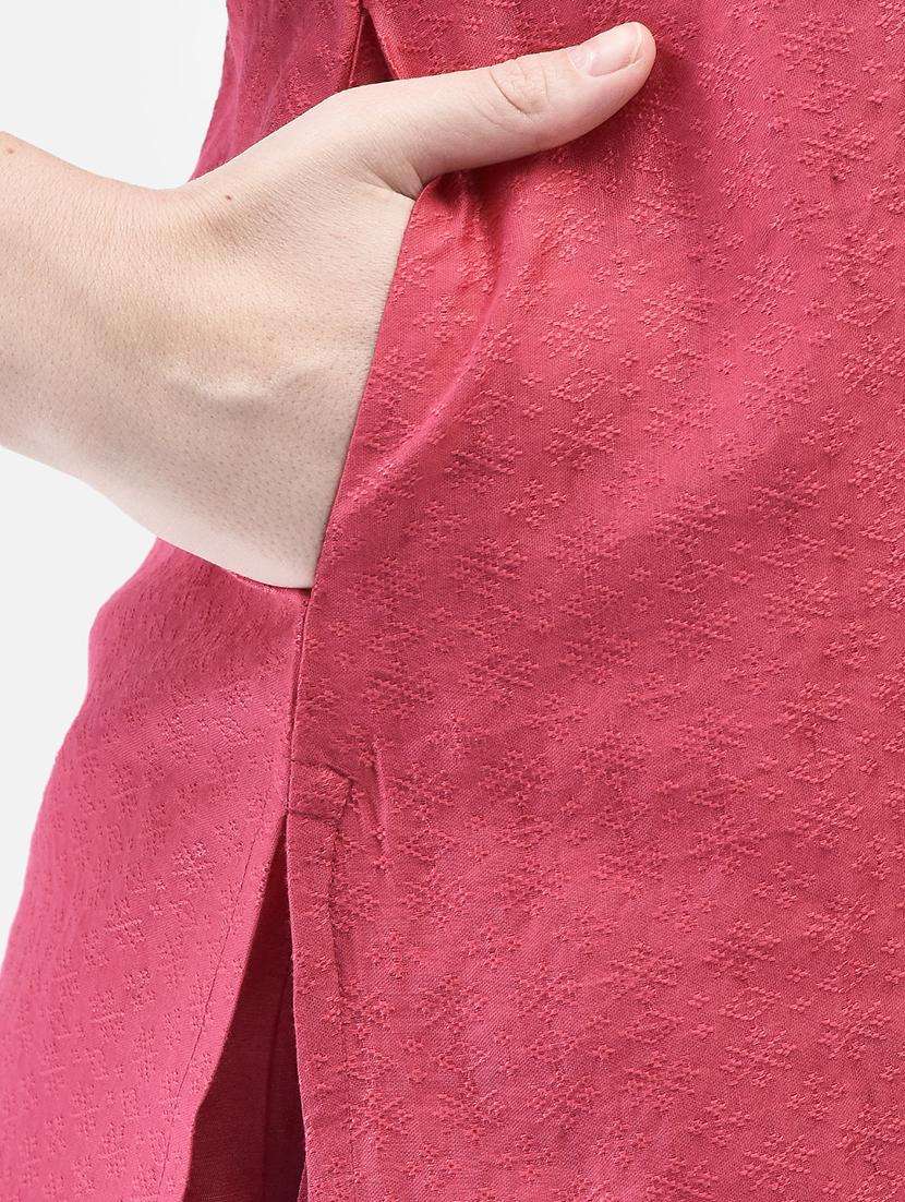 women self design three quarter sleeve straight kurta - 22295135 -  Standard Image - 4