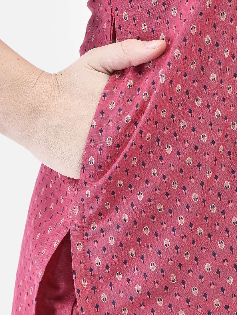 women printed three quarter sleeve straight kurta - 22295136 -  Standard Image - 4