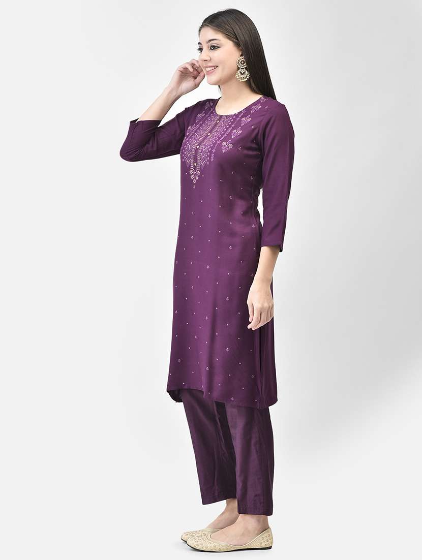 women printed three quarter sleeve straight kurta - 22295141 -  Standard Image - 1