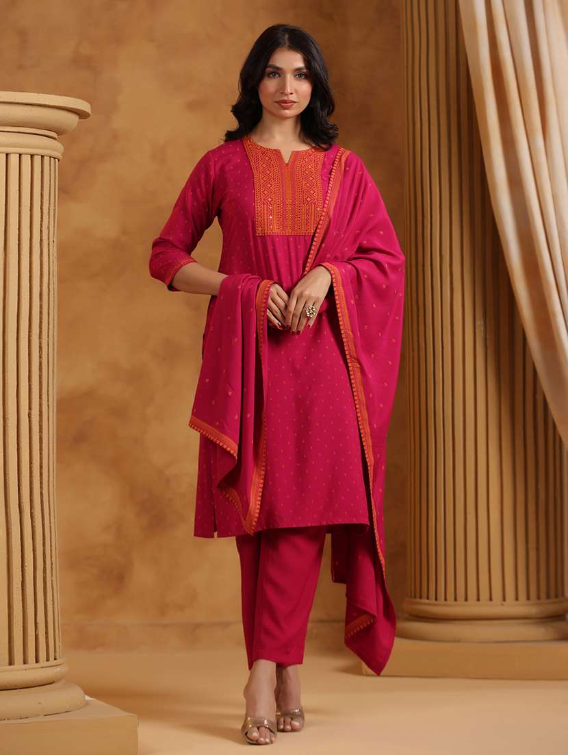 women printed three quarter sleeve straight kurta - 22295152 -  Standard Image - 1