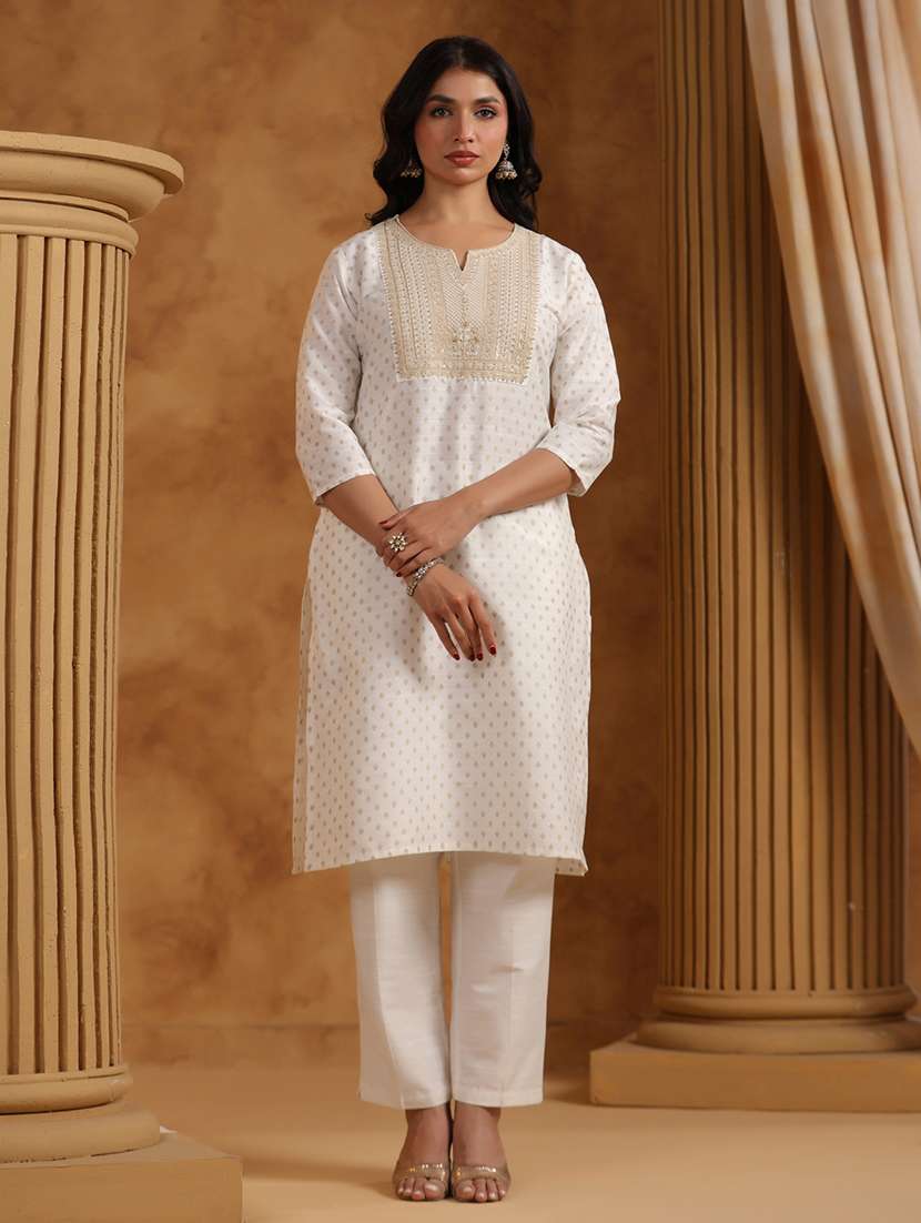 women printed three quarter sleeve straight kurta - 22295154 -  Standard Image - 1