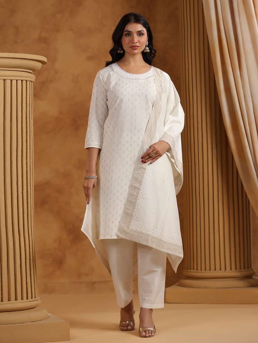 women printed three quarter sleeve straight kurta