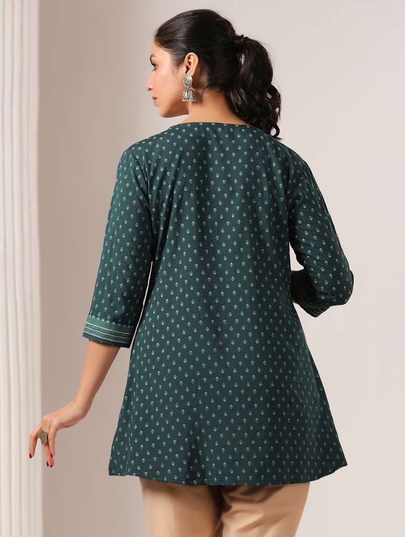 women printed three quarter sleeve a-line kurti - 22295158 -  Standard Image - 1