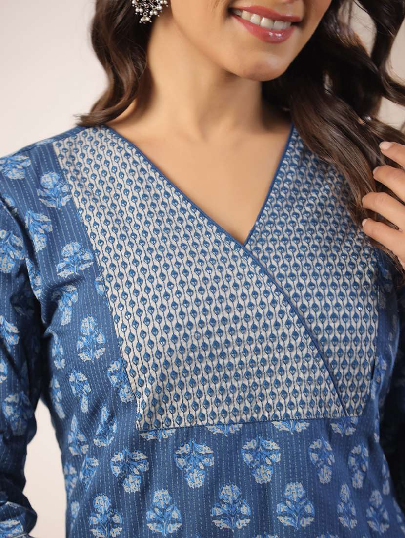 women printed three quarter sleeve straight kurta - 22295160 -  Standard Image - 6