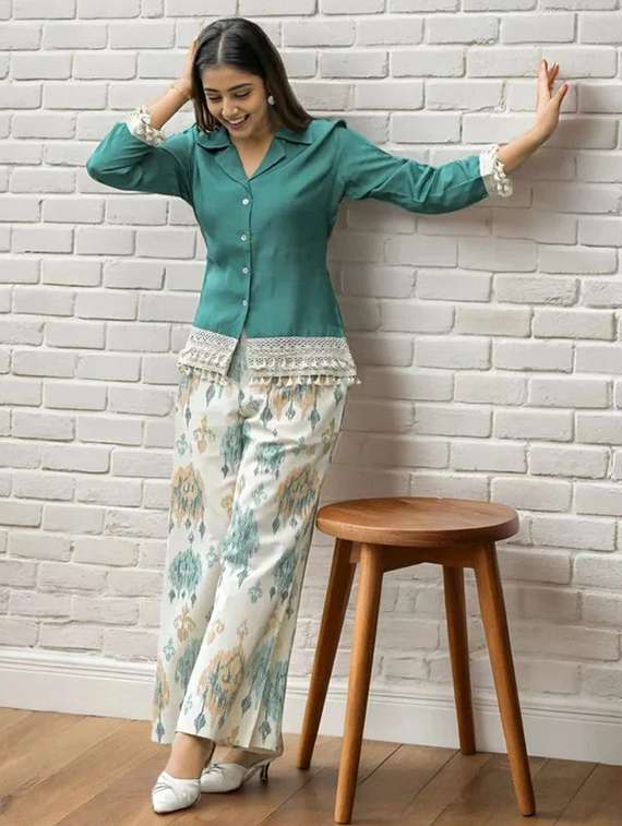 women printed shirt and trouser co-ord set - 22295175 -  Standard Image - 1