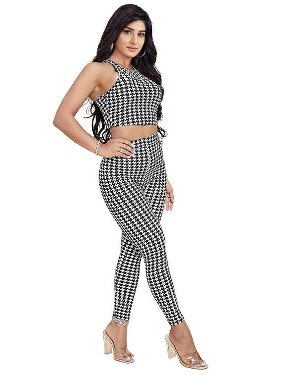 women houndstooth print top and trouser co-ord set - 22295181 -  Standard Image - 1