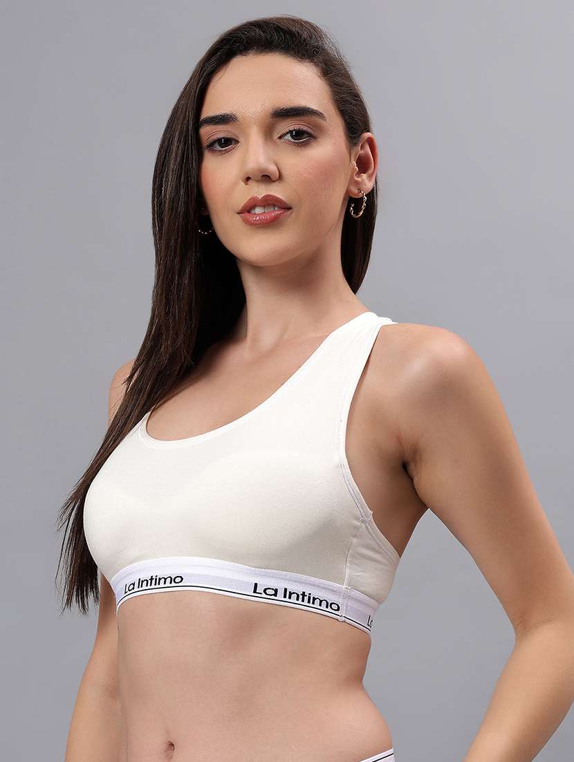 women solid lightly padded sports bra - 22295217 -  Standard Image - 1