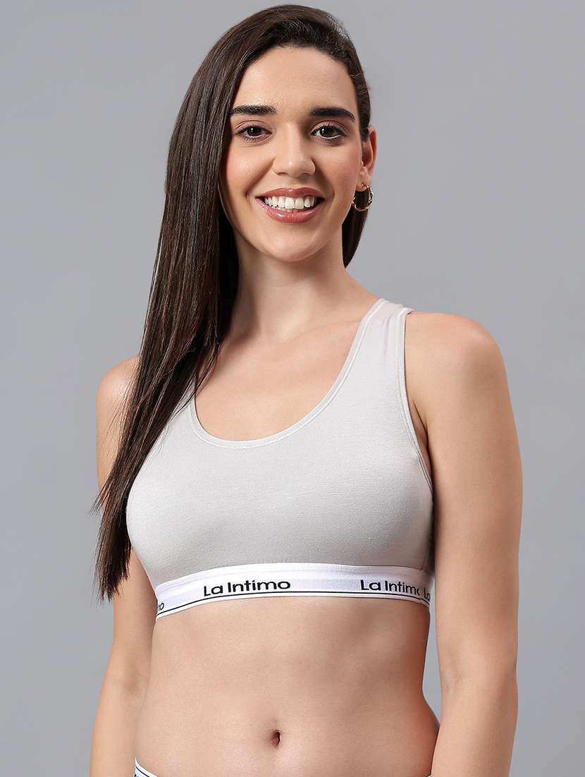 women solid lightly padded sports bra - 22295218 -  Standard Image - 1