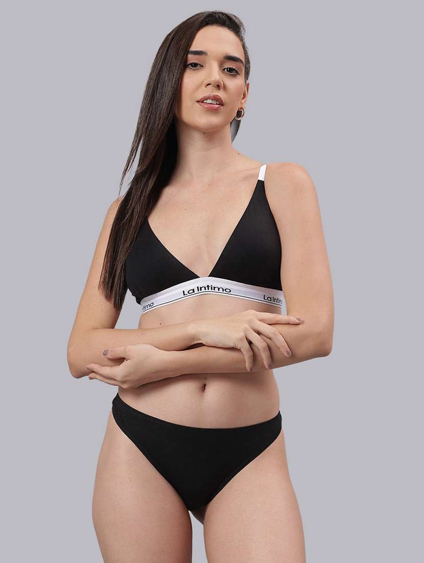 women solid lightly padded bra and panty set - 22295241 -  Standard Image - 1