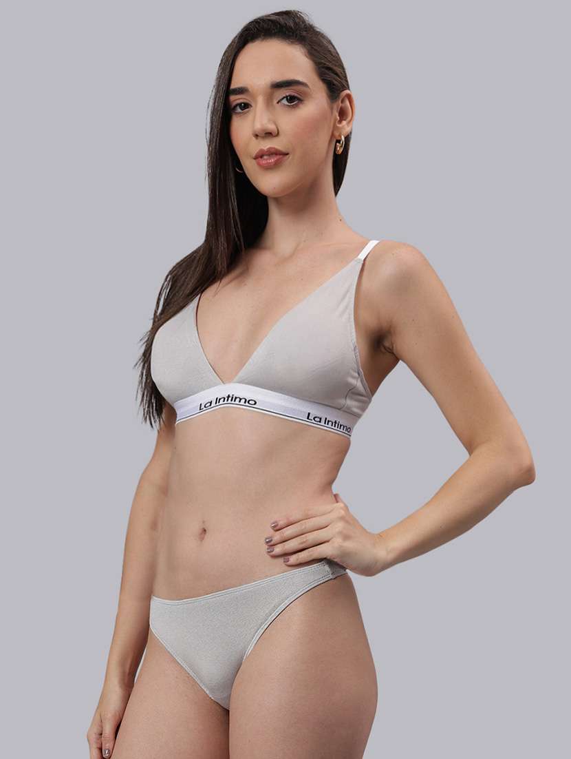 women solid lightly padded bra and panty set - 22295243 -  Standard Image - 1