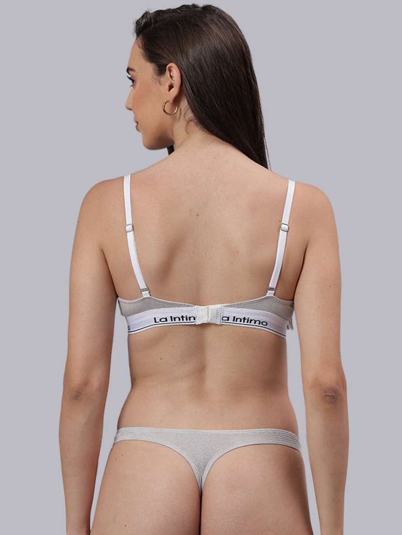 women solid lightly padded bra and panty set - 22295243 -  Standard Image - 4