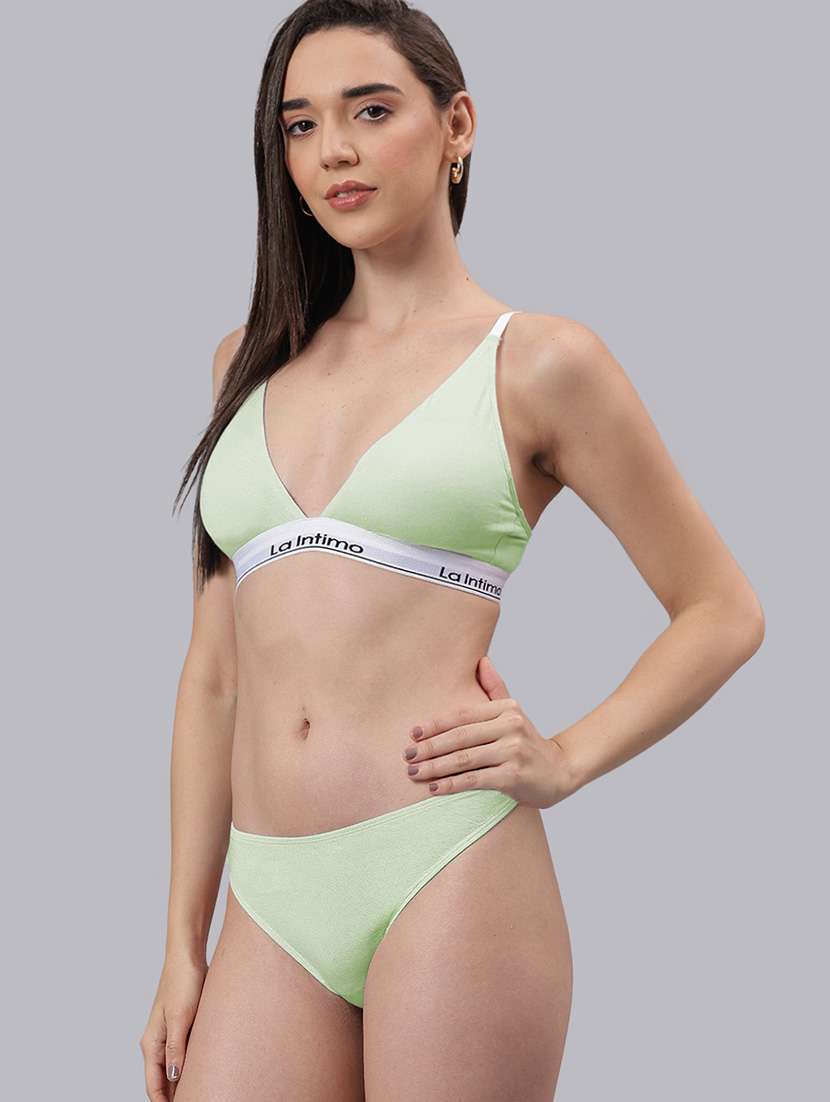 women solid lightly padded bra and panty set - 22295245 -  Standard Image - 1