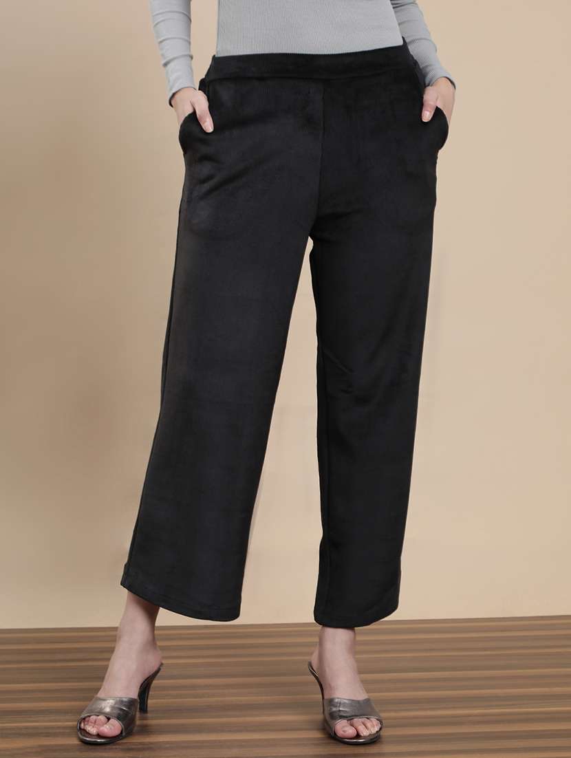 women solid mid rise straight palazzo - 22295610 -  Standard Image - 1