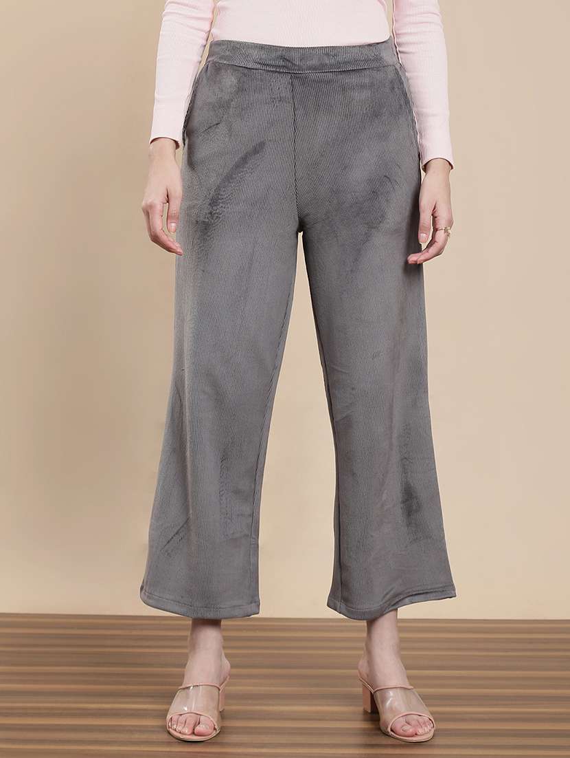 grey polyester palazzos - 22295611 -  Standard Image - 1