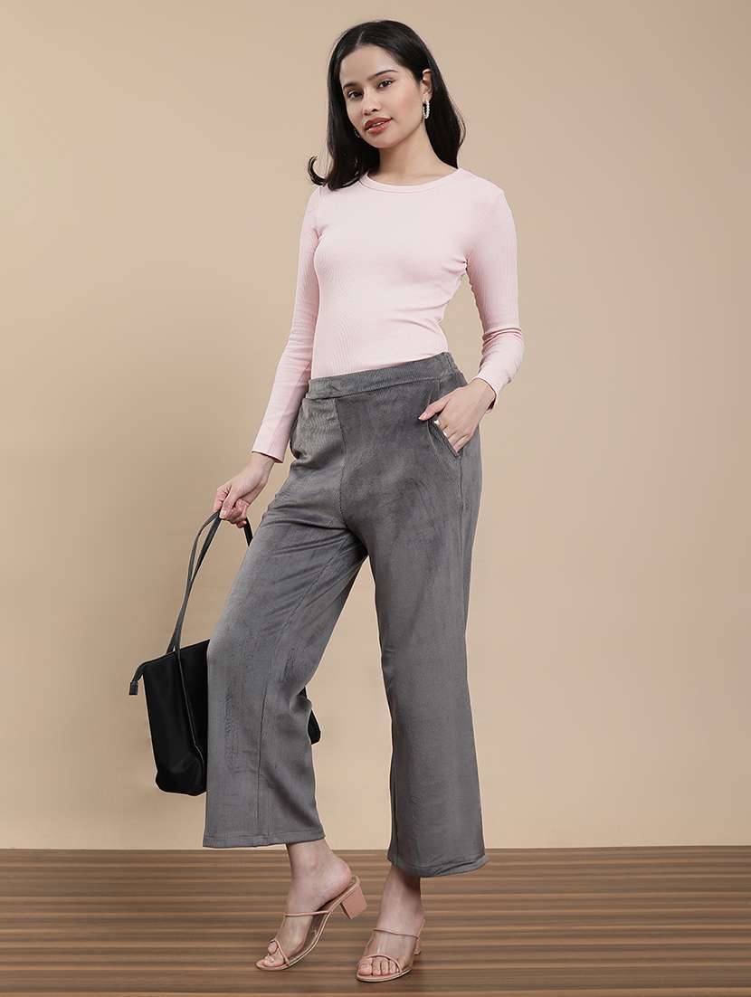 grey polyester palazzos - 22295611 -  Standard Image - 4