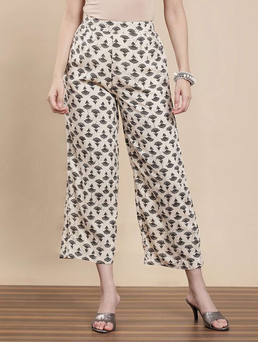 women printed mid rise straight palazzo - 22295613 -  Standard Image - 1