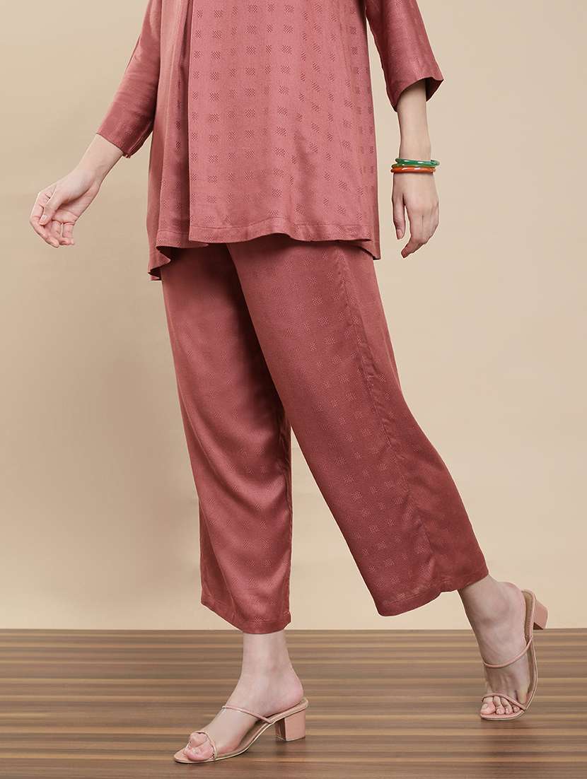 women solid mid rise straight palazzo