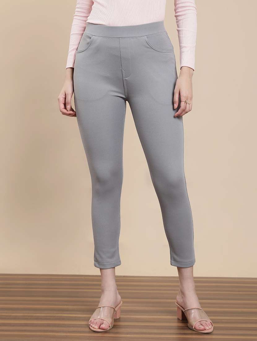 women solid mid rise jegging - 22295629 -  Standard Image - 1