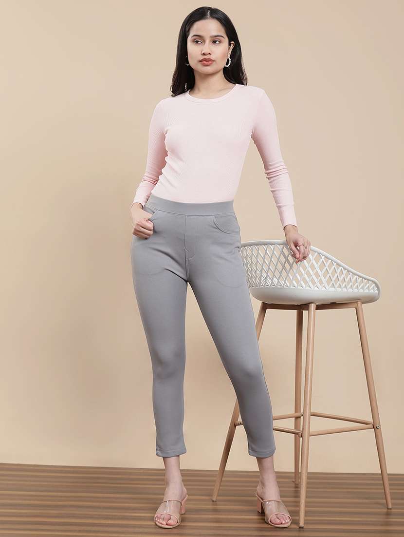 women solid mid rise jegging - 22295629 -  Standard Image - 4