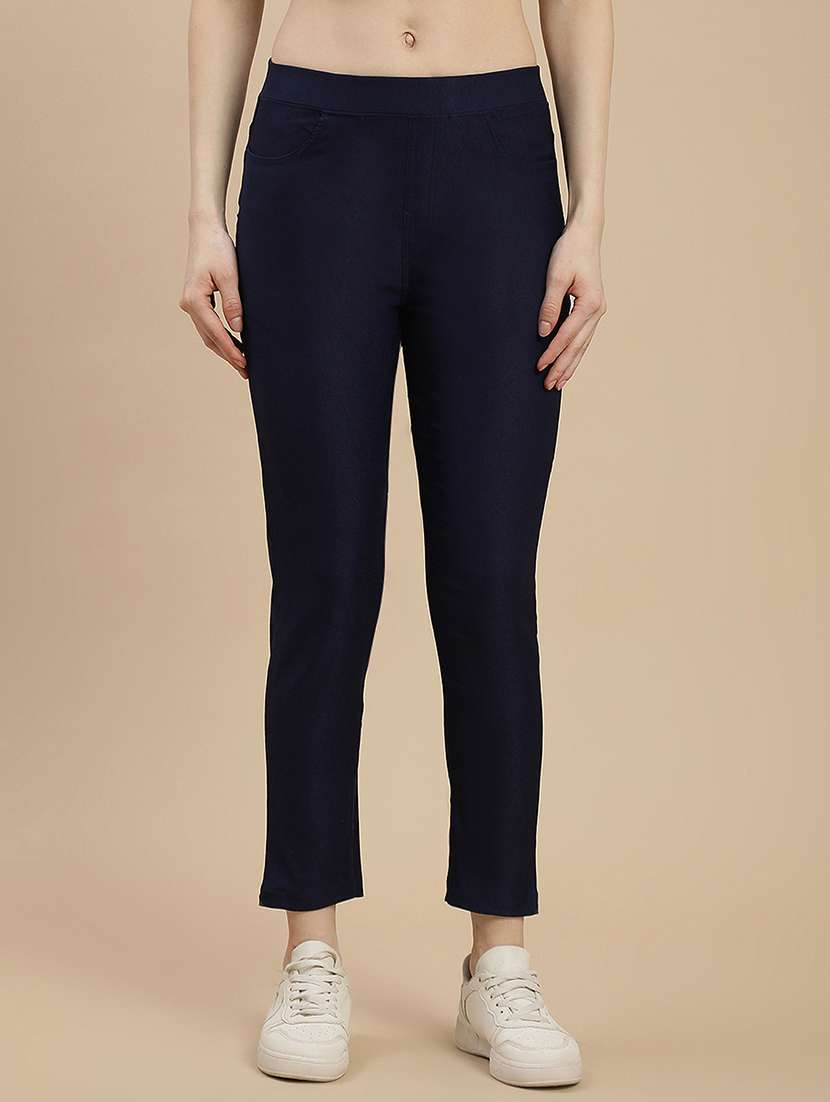 women solid mid rise jegging