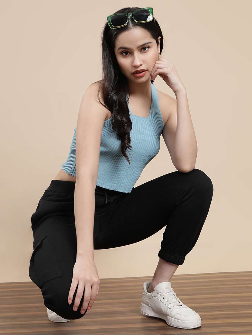 women solid mid rise cargo jogger - 22295636 -  Standard Image - 1