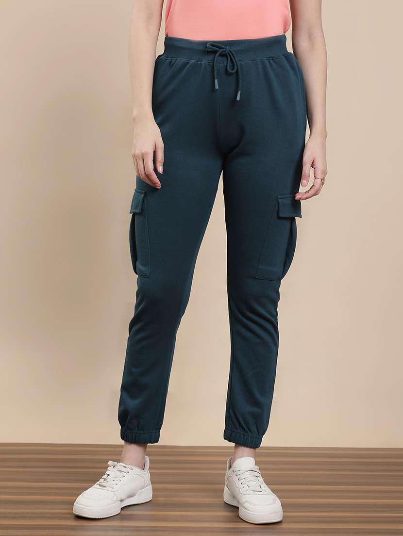 women solid mid rise cargo jogger - 22295637 -  Standard Image - 1