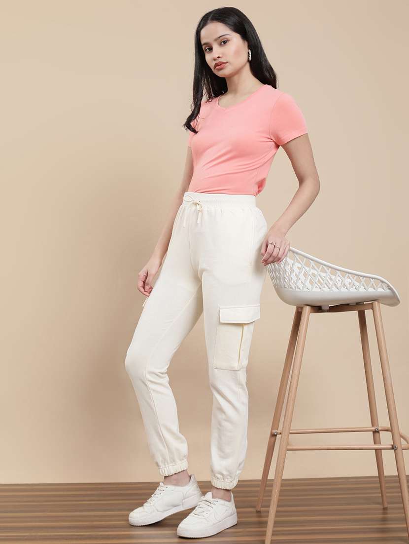 women solid mid rise cargo jogger - 22295638 -  Standard Image - 4