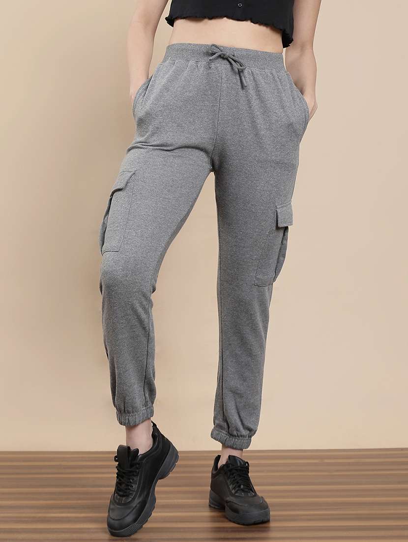 Women Solid Mid Rise Cargo Jogger - 22295639 -  Standard Image - 1