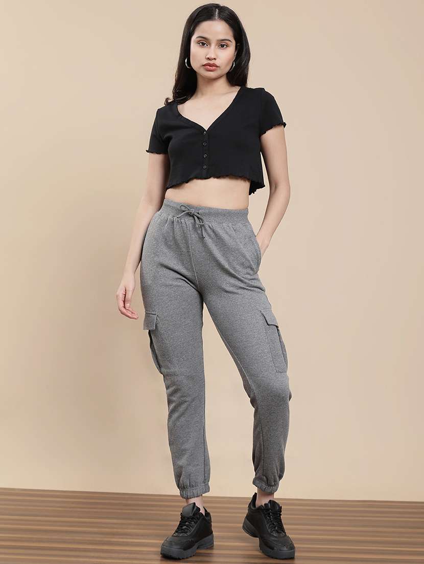 Women Solid Mid Rise Cargo Jogger - 22295639 -  Standard Image - 4
