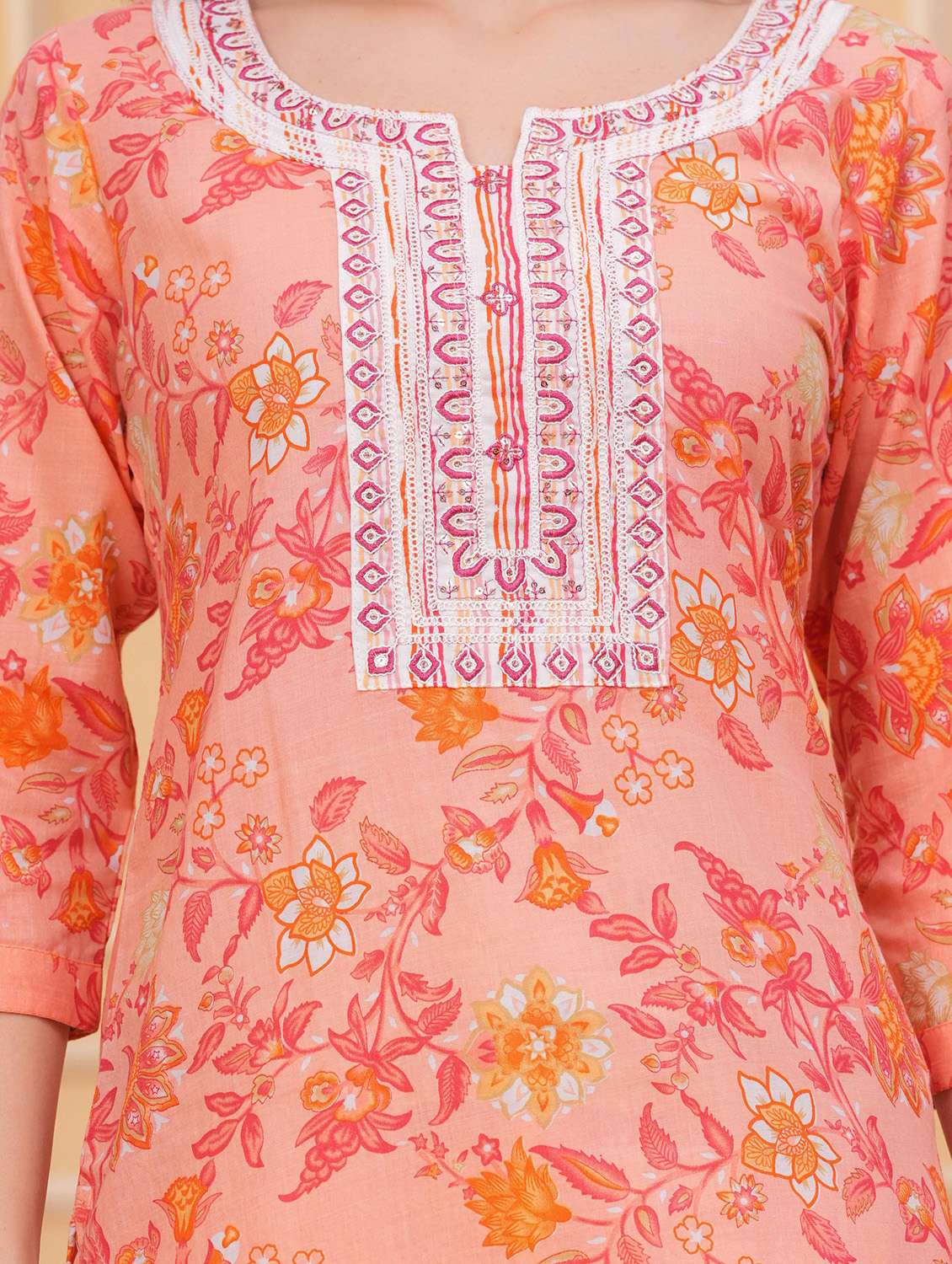 women floral three quarter sleeve kurta pant with dupatta set - 22295836 -  Standard Image - 6