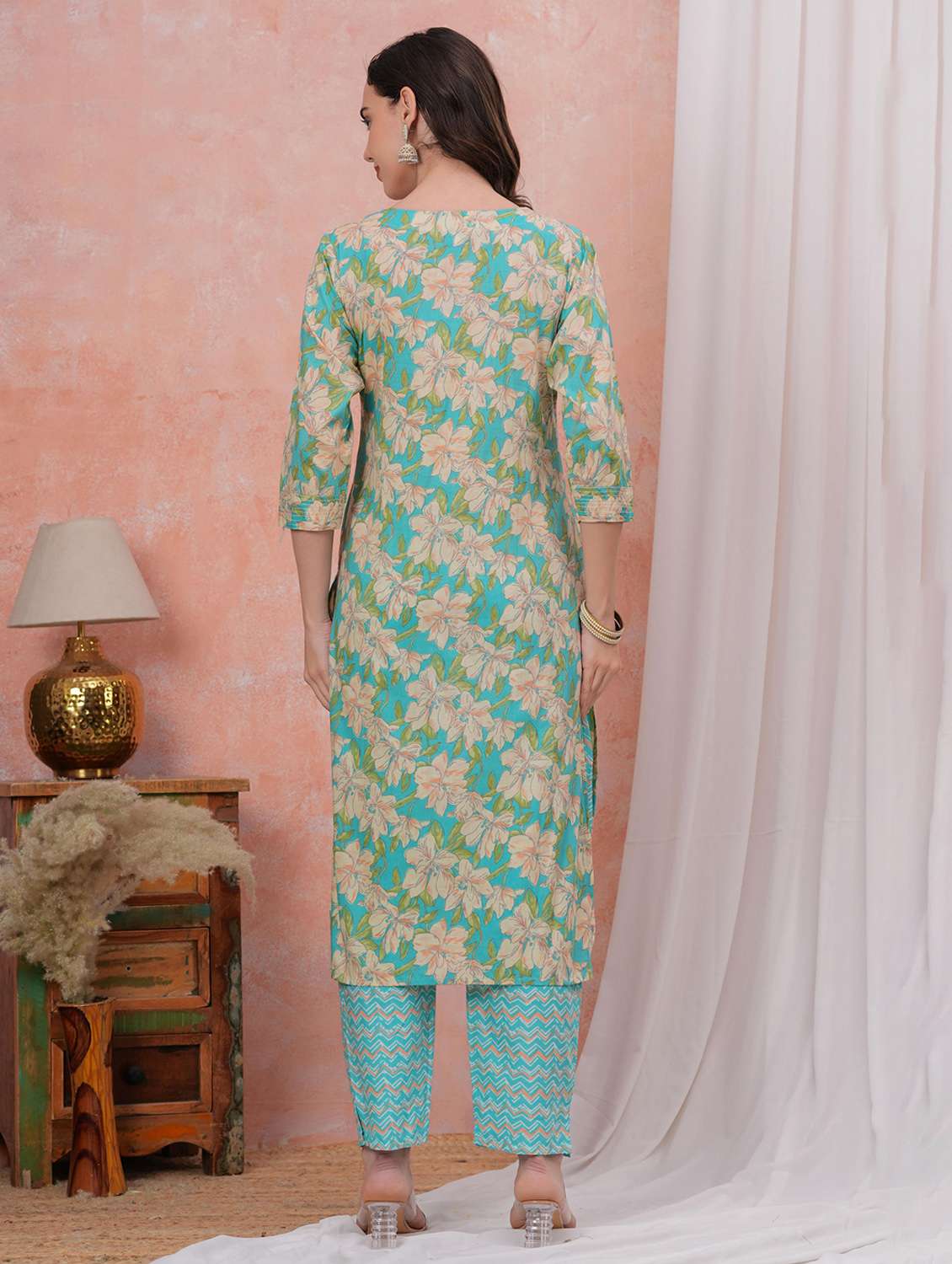 women floral printed three quarter sleeve kurta pant with dupatta set - 22295851 -  Standard Image - 4
