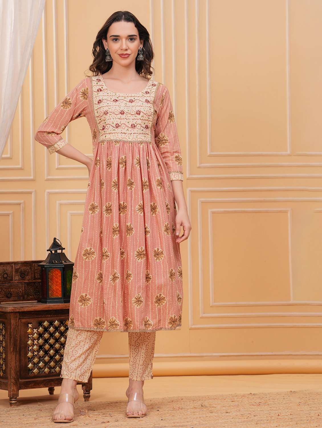 women printed three quarter sleeve kurta pant with dupatta set - 22295855 -  Standard Image - 1