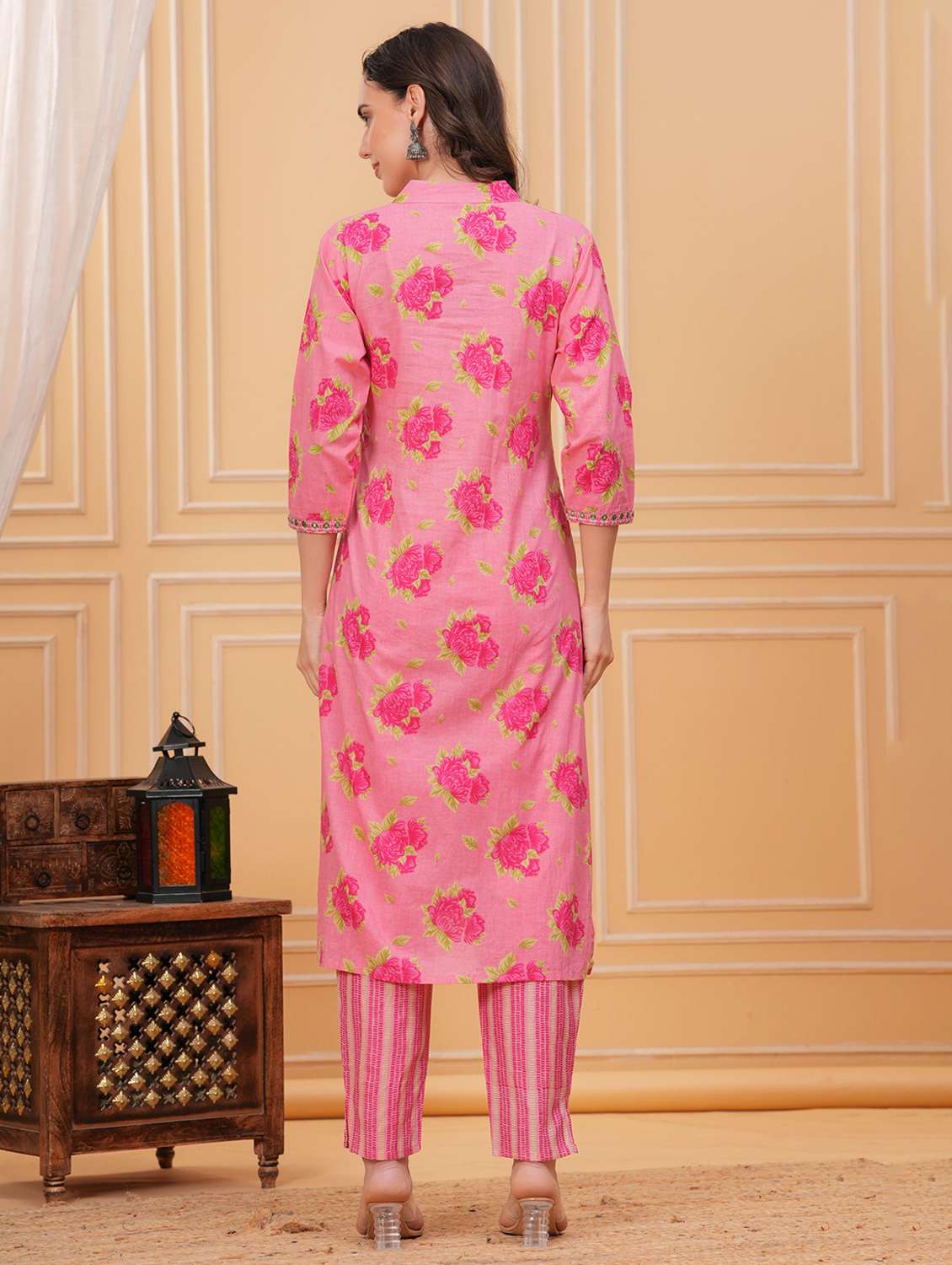 women floral printed three quarter sleeve kurta pant with dupatta set - 22295856 -  Standard Image - 4