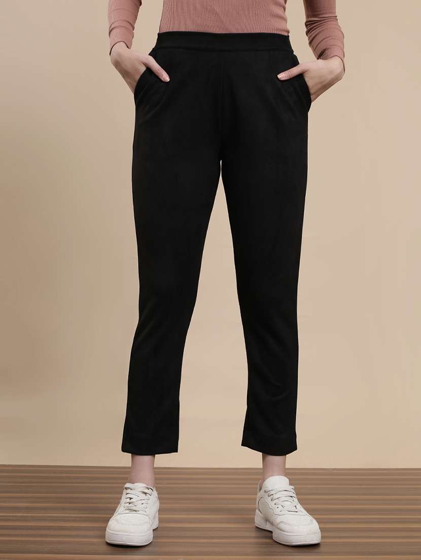 women solid mid rise cigarette pant - 22295871 -  Standard Image - 1