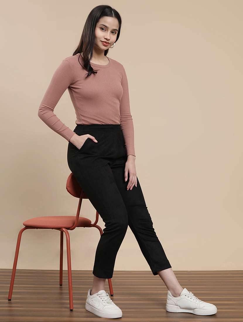 women solid mid rise cigarette pant - 22295871 -  Standard Image - 4