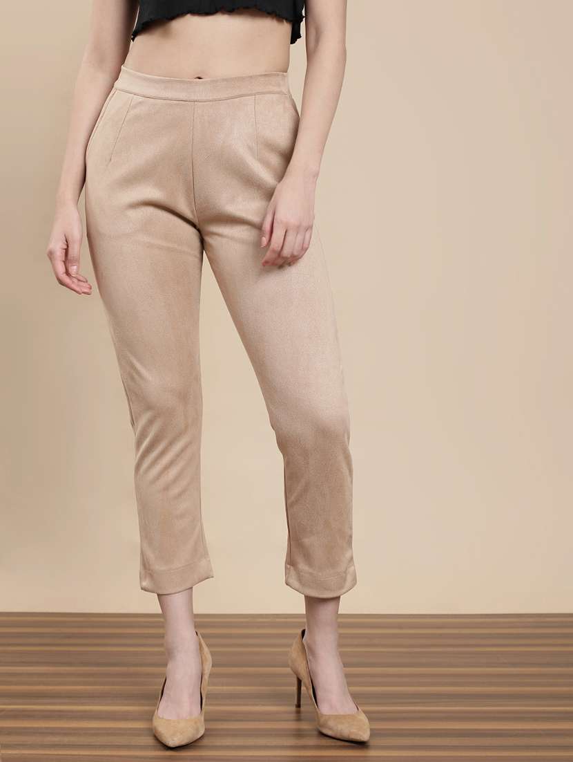 women solid mid rise cigarette pant - 22295872 -  Standard Image - 1
