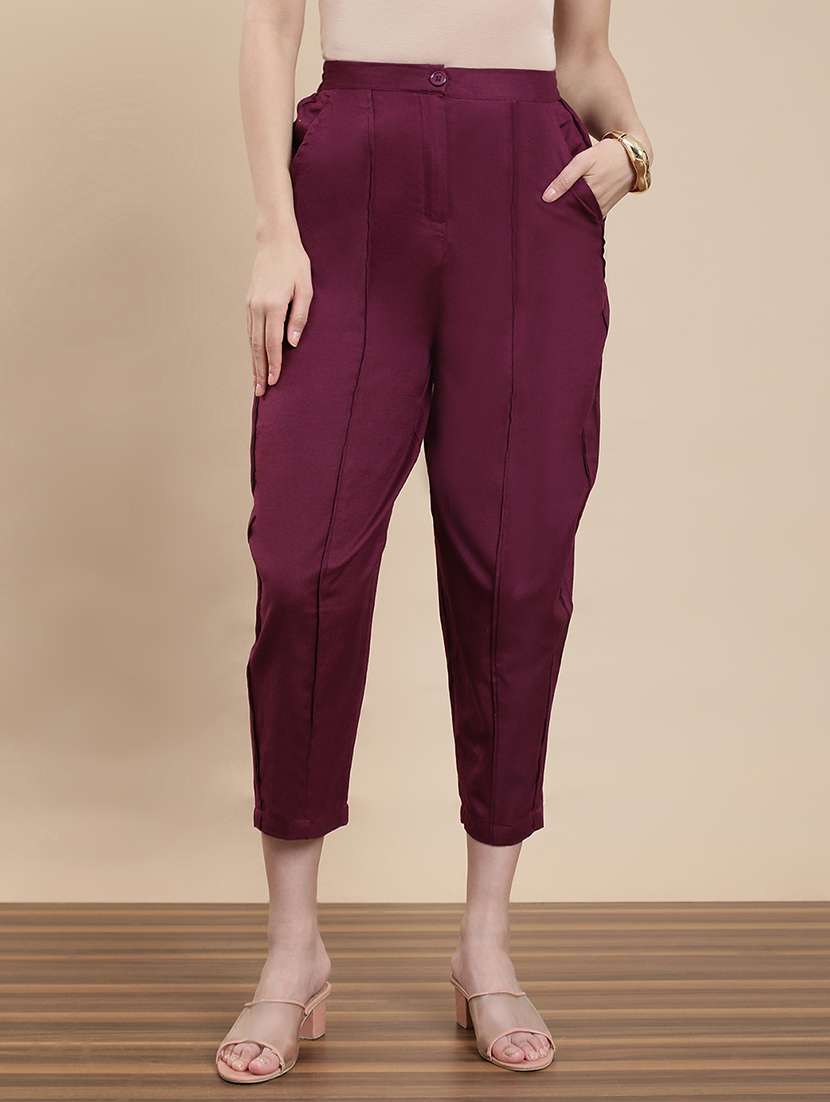 women solid high rise harem pant  - 22295874 -  Standard Image - 1