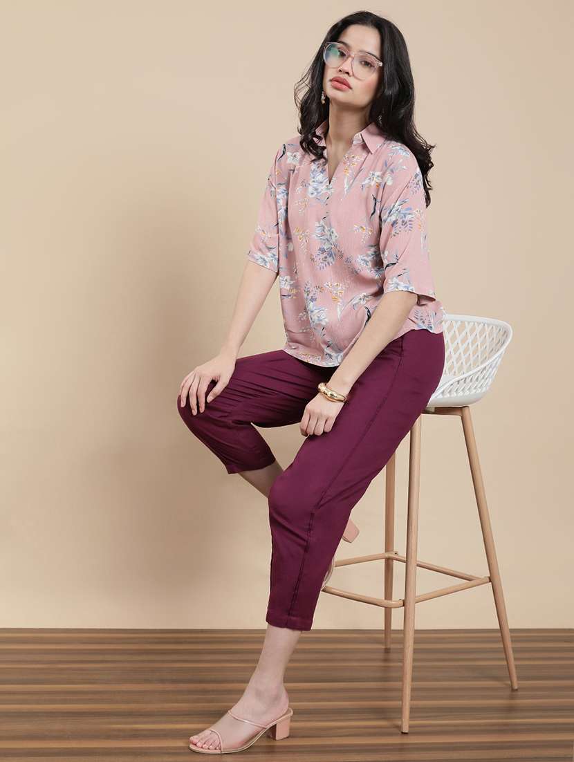 women solid high rise harem pant  - 22295874 -  Standard Image - 4