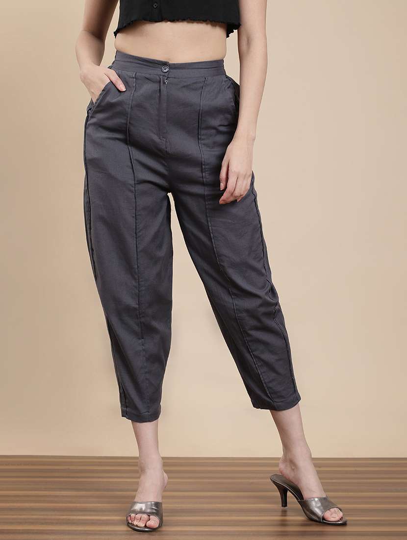 women solid high rise harem pant  - 22295875 -  Standard Image - 1